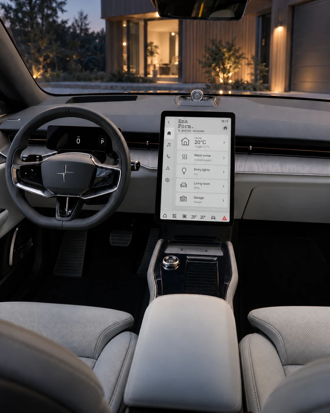 Ena Form. in-car concept in a Polestar 3, showing a warmer welcome.